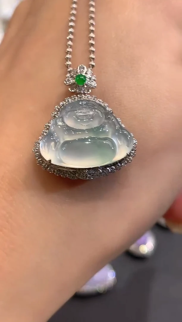 吊坠(不含链)18K金镶嵌翡翠q23