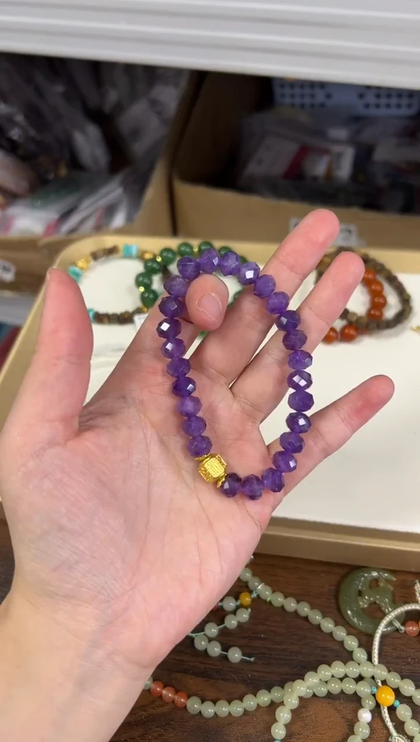 未镶嵌手链水晶玻利维亚紫晶切面配件手链[0623]