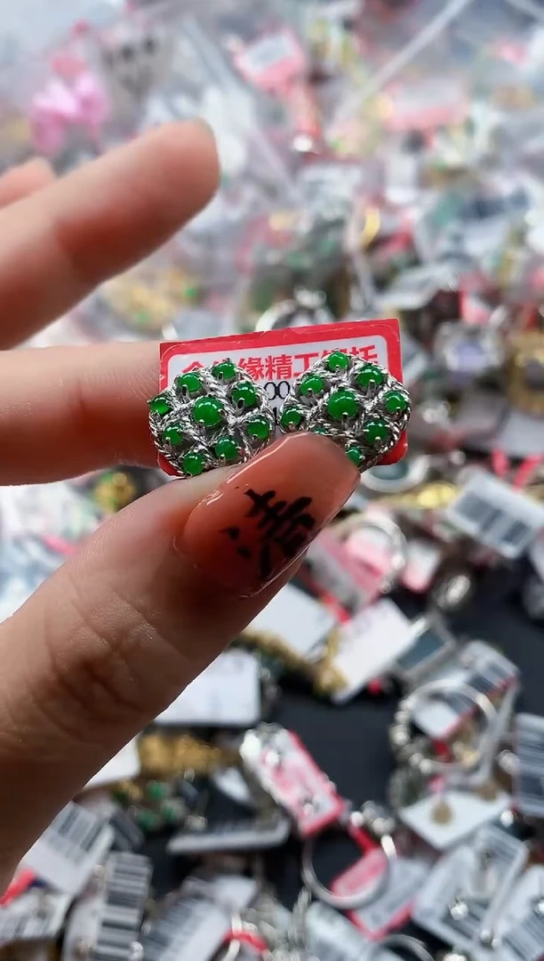 银S925镶嵌戒指翡翠天然A货缅甸翡翠