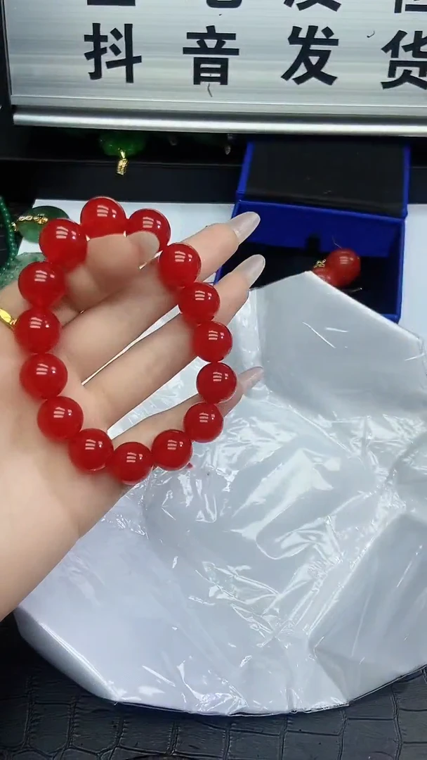 未镶嵌手链翡翠翡翠满红14mm手链h312