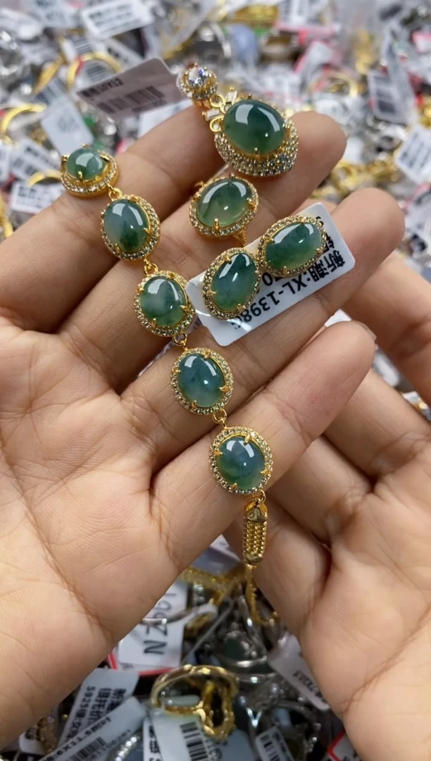 银S925镶嵌戒指翡翠555----5