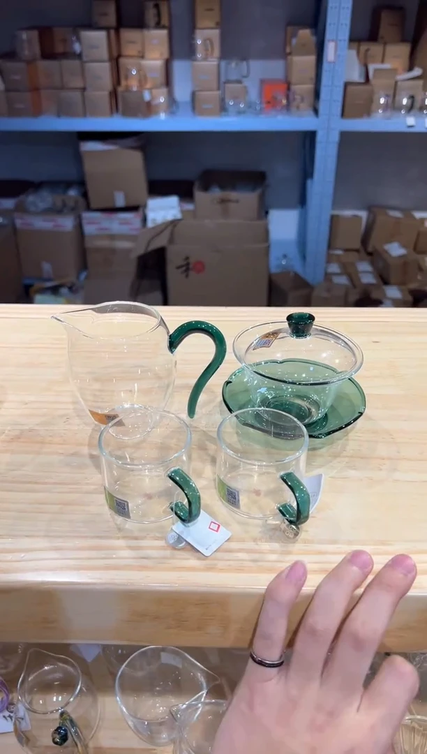 禾器-怡然茶海-墨绿色+荷叶盖碗墨绿+清禾杯墨绿2只