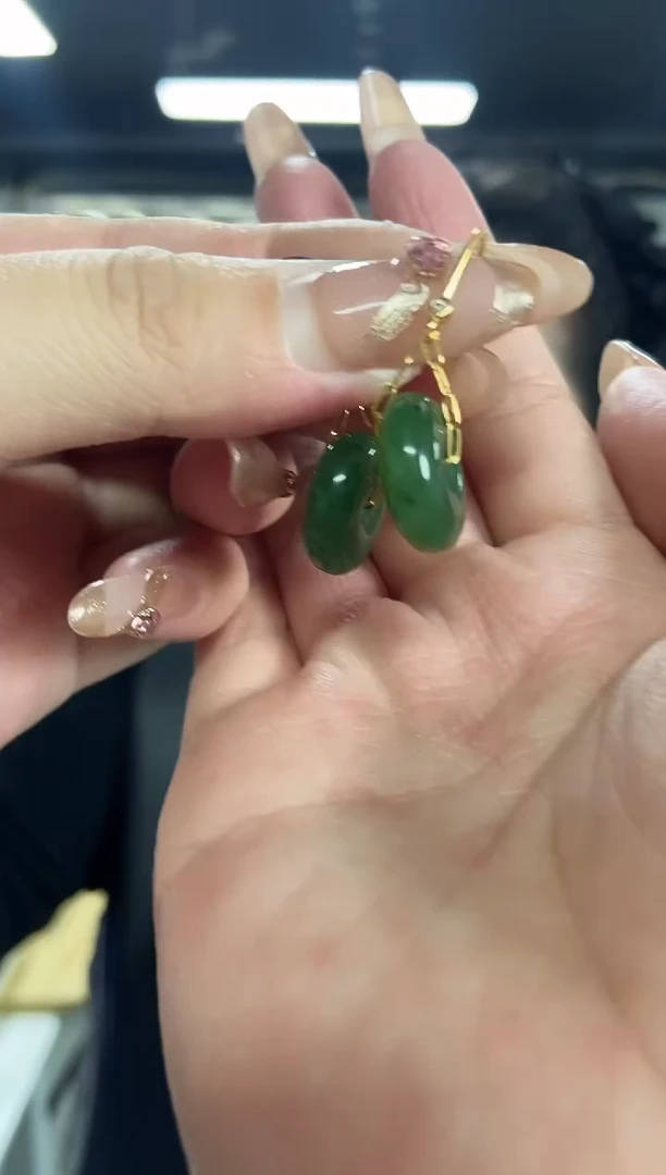 【闪购商品】和田玉耳饰银S925镶嵌多样性发其一颜色微差