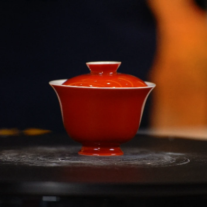 【樊匠造器专属福利】红色盖碗(110ml)