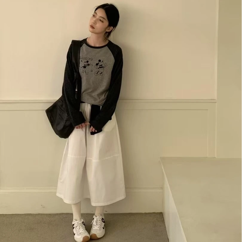 Pada嘻&BE【唱歌米奇】韩版拼接 卡通米奇印花T恤 6699 Hi Fortune