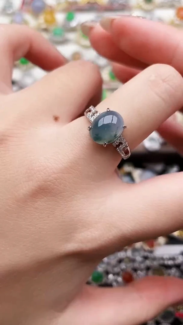 银S925镶嵌戒指翡翠102