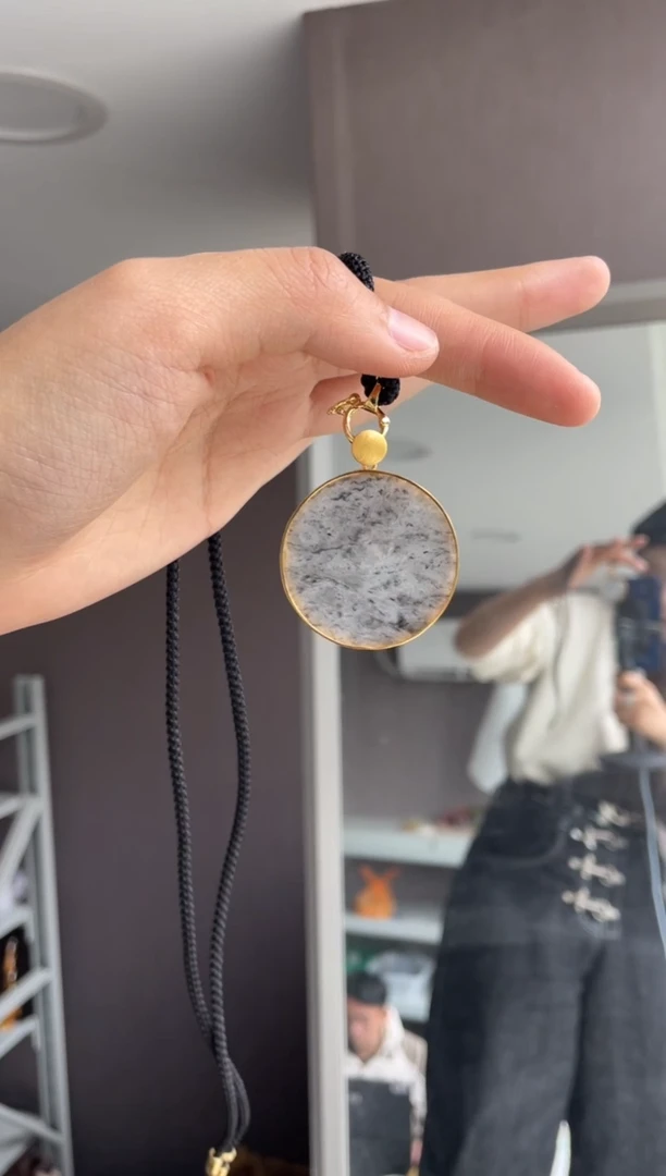 吊坠(不含链)银S925镶嵌翡翠天然缅甸A货翡翠