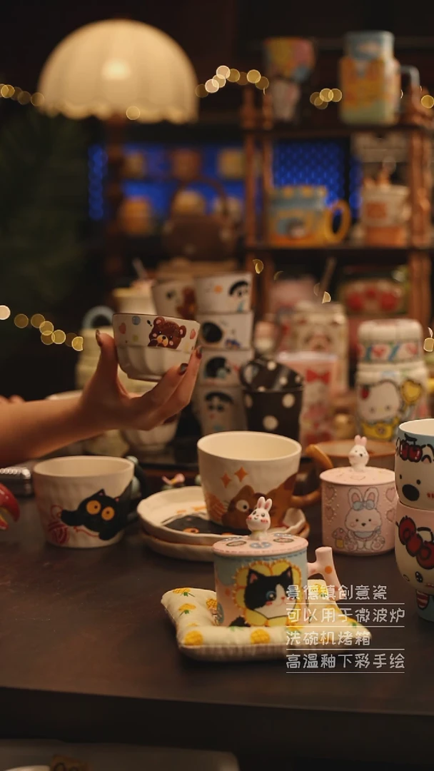 陶瓷景德镇可爱陶瓷釉下彩绘设计师款