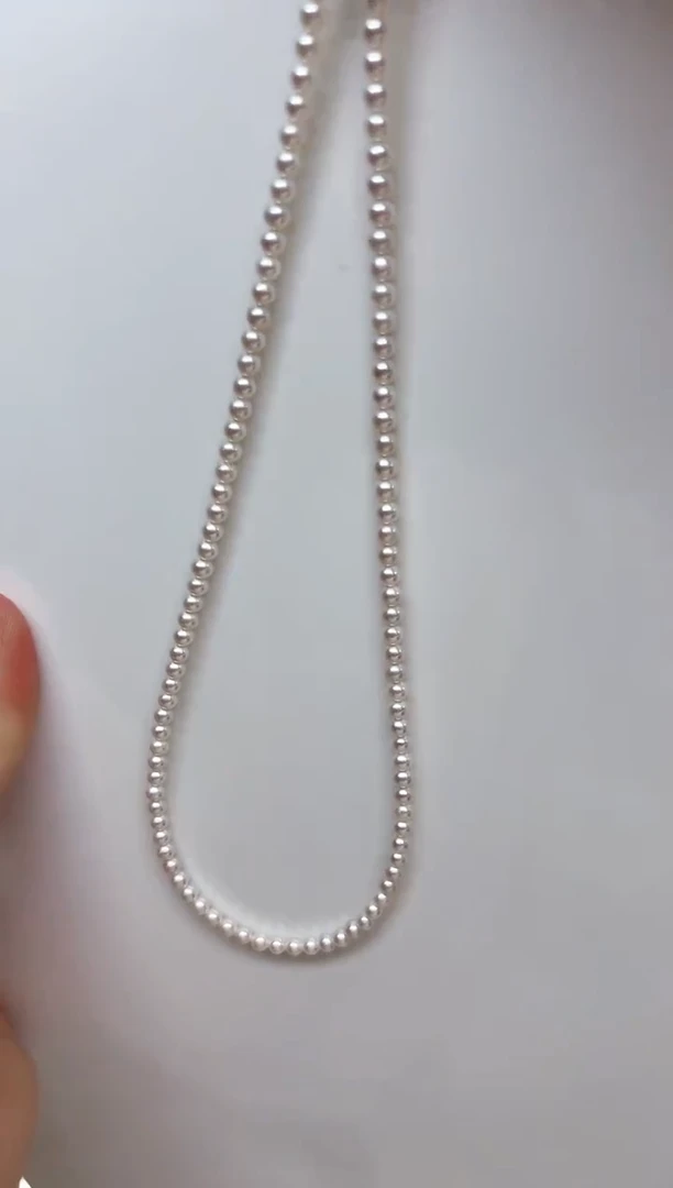 项链未镶嵌淡水珍珠极光白正圆3.5mm