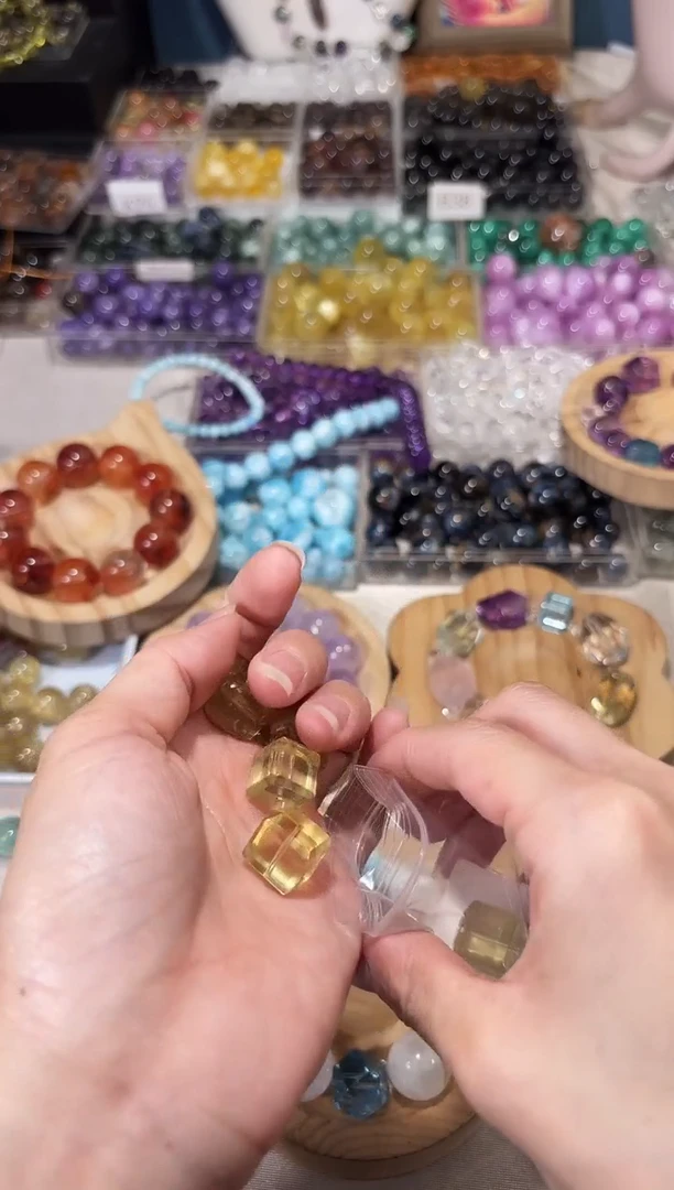 水晶手串未镶嵌A08黄水晶方糖宽卡12单颗