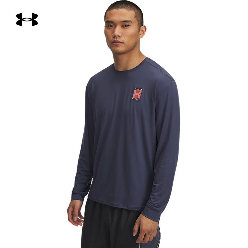 安德玛官方UA秋冬Run 96男子弹性跑步运动长袖T恤1389824