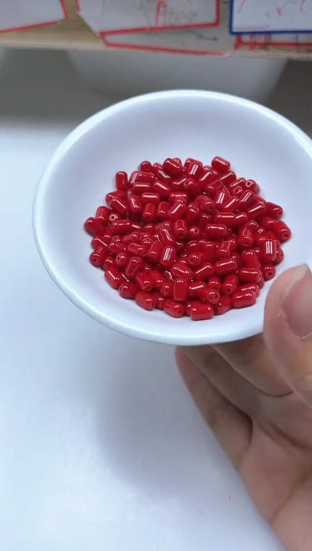 南红玛瑙散珠未镶嵌M956锦红南红小桶珠4*6mm30颗9元