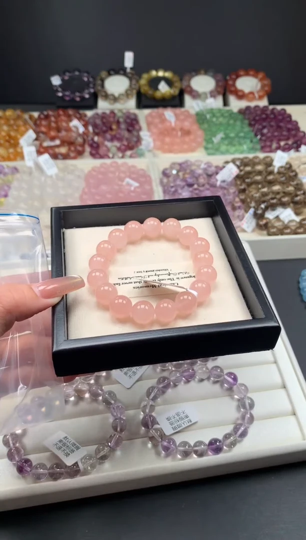 【闪购商品】水晶手链未镶嵌西柚粉12MM A56