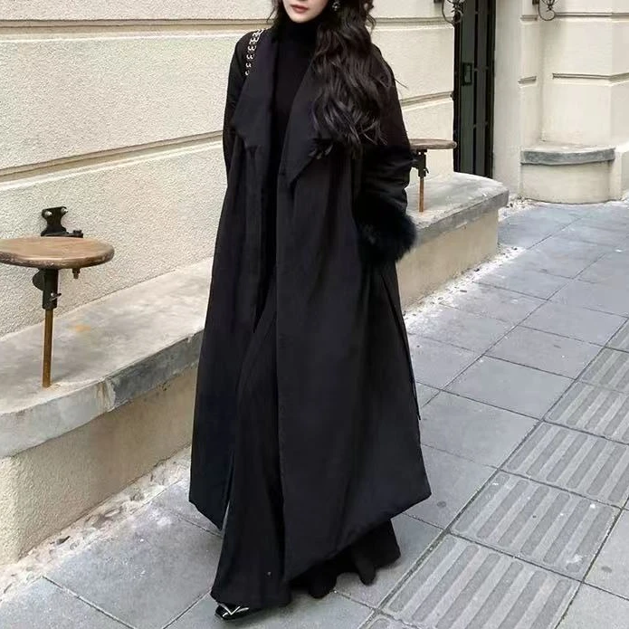 2025新款冬季羽绒服外套女黑色狐狸毛长款宽松气质显白 ERF-2103