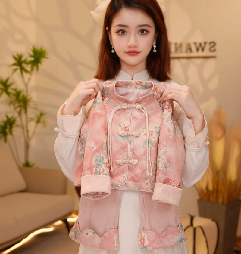 【Y.g3669】新款女童国风套装2025秋季复古女宝重工长裤套装中式