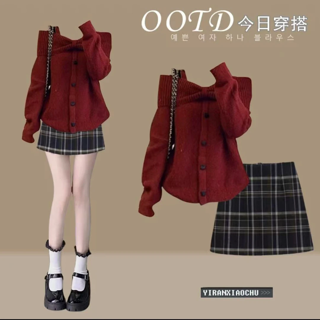 春季穿搭一整套女2025新款韩系时尚甜美减龄上衣百搭短裙两件套潮