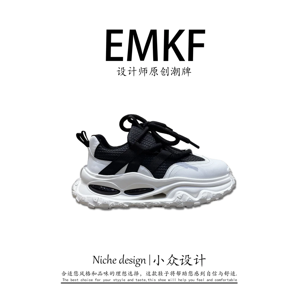 【EMKF】秋季厚底增高平跟耐磨时尚老爹鞋鞋子网面潮流韩版百搭
