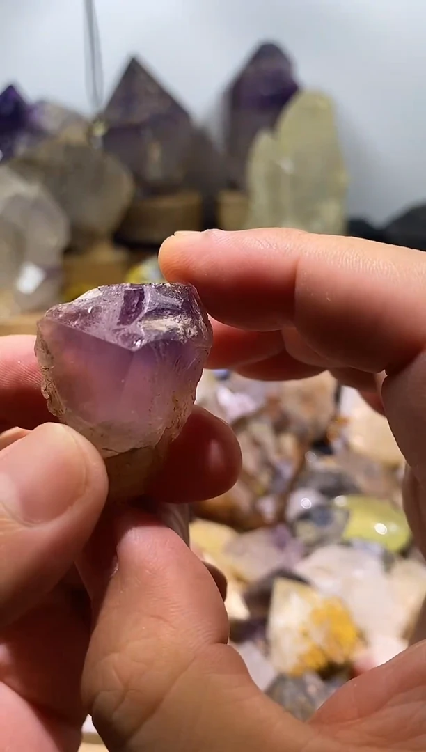 水晶珠宝半成品未镶嵌63号 紫骸骨带发小超七