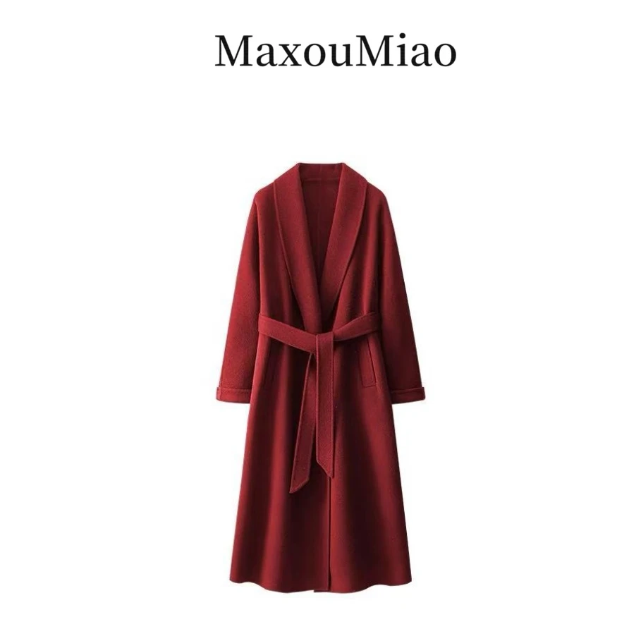 Maxoumiao新款毛呢外套轻奢保暖双面羊绒羊毛大衣W9191