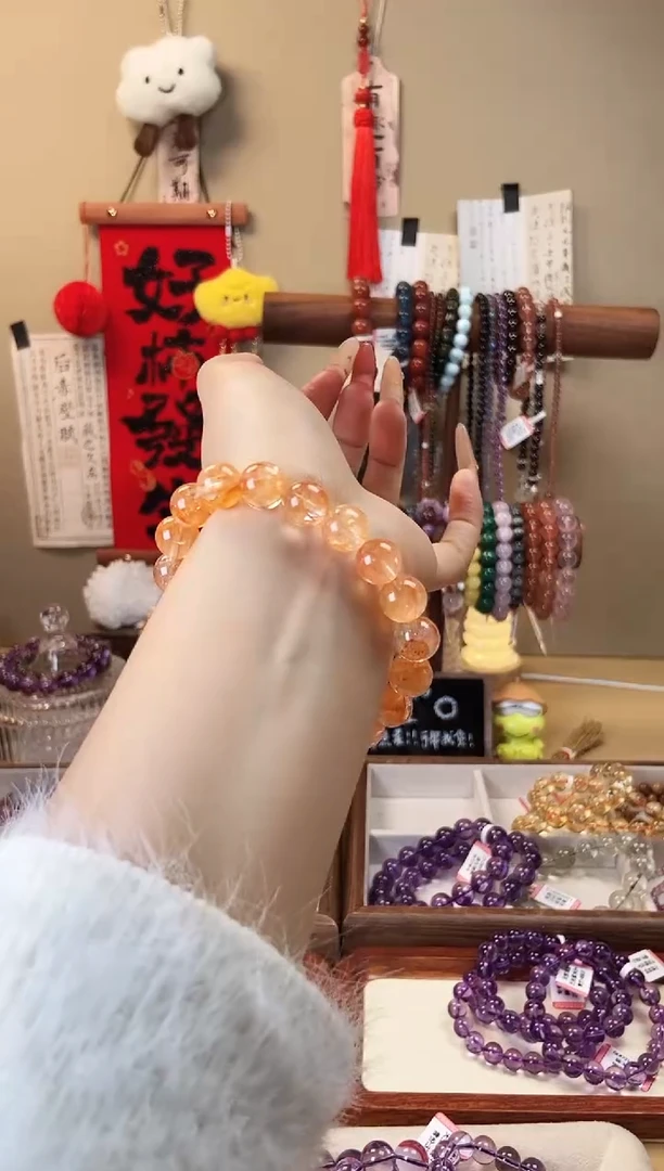 【闪购商品】水晶手串未镶嵌芬达胶花10mm