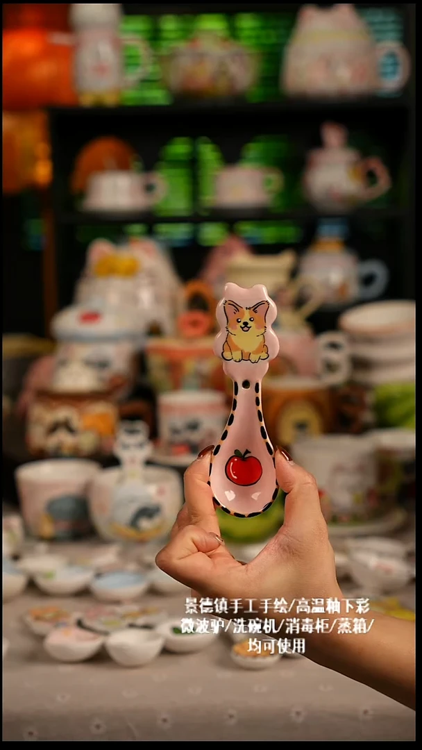 陶瓷无盖款景德镇高温釉下彩纯手绘创意瓷