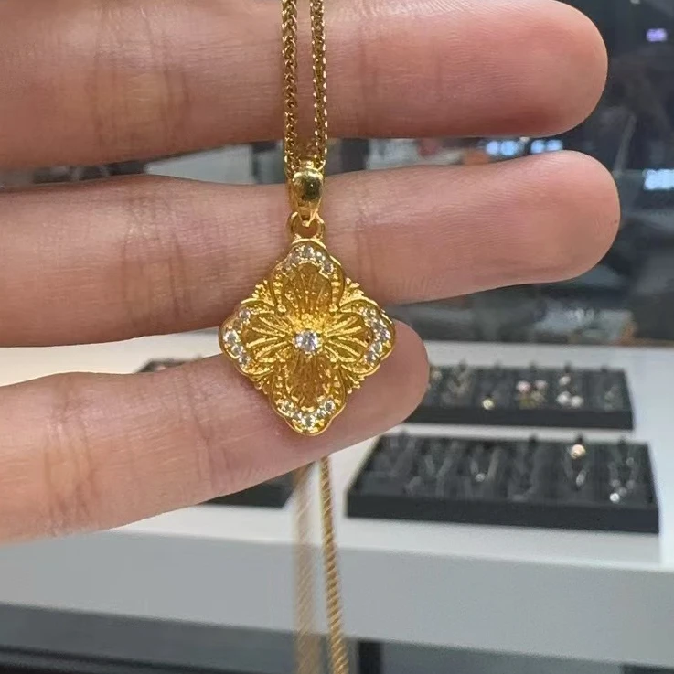 铜合金项链 原创设计布契风四叶草项链小众高级感AAA