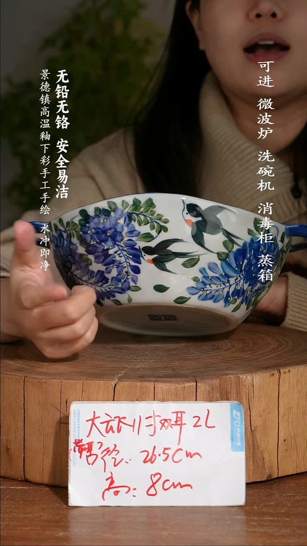 碗陶瓷景德镇高温瓷釉下彩手绘陶瓷