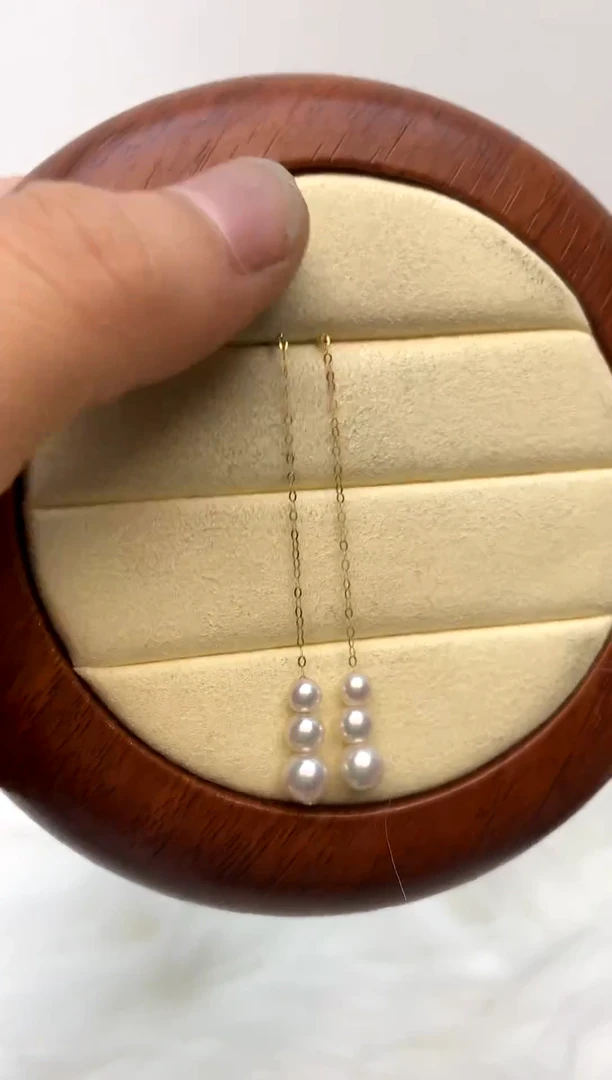 18K金镶嵌海水珍珠耳饰5-6