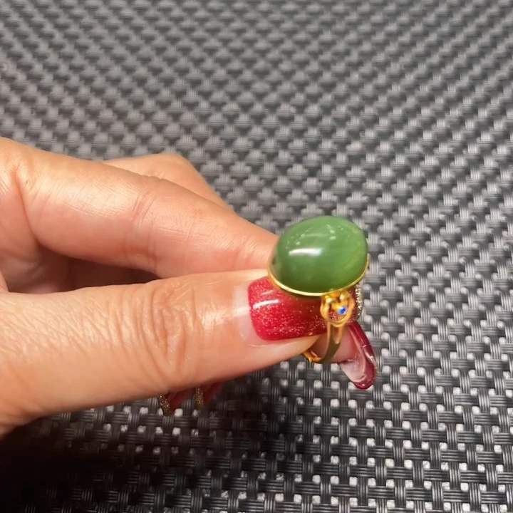 【老郑家】18K金镶和田玉戒指（多样性发一件）