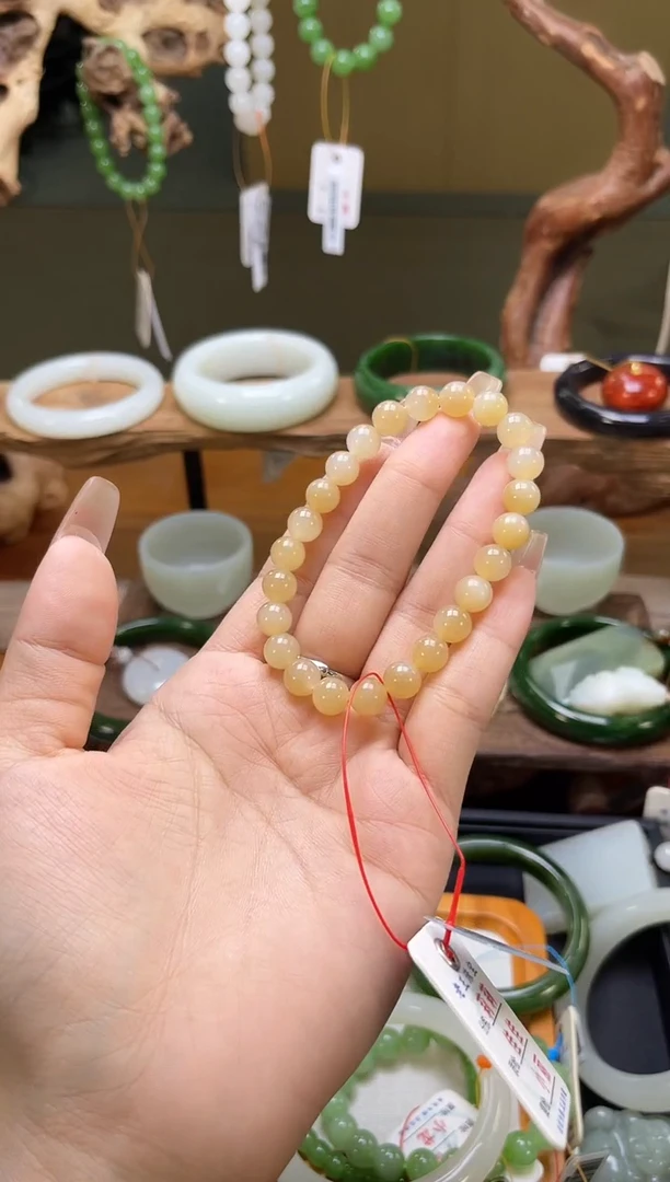 未镶嵌手串和田玉卡8新疆糖 圆珠