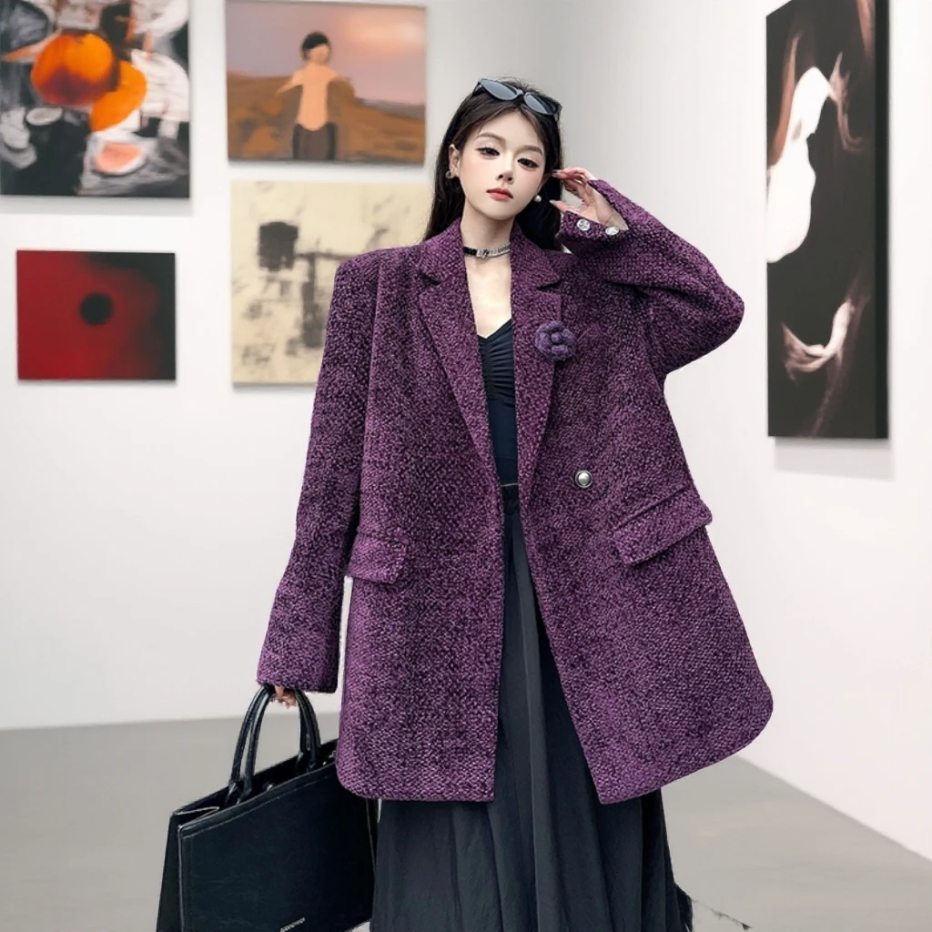 小众炸街高级感女装西服小香风毛呢西装外套女秋冬高级感