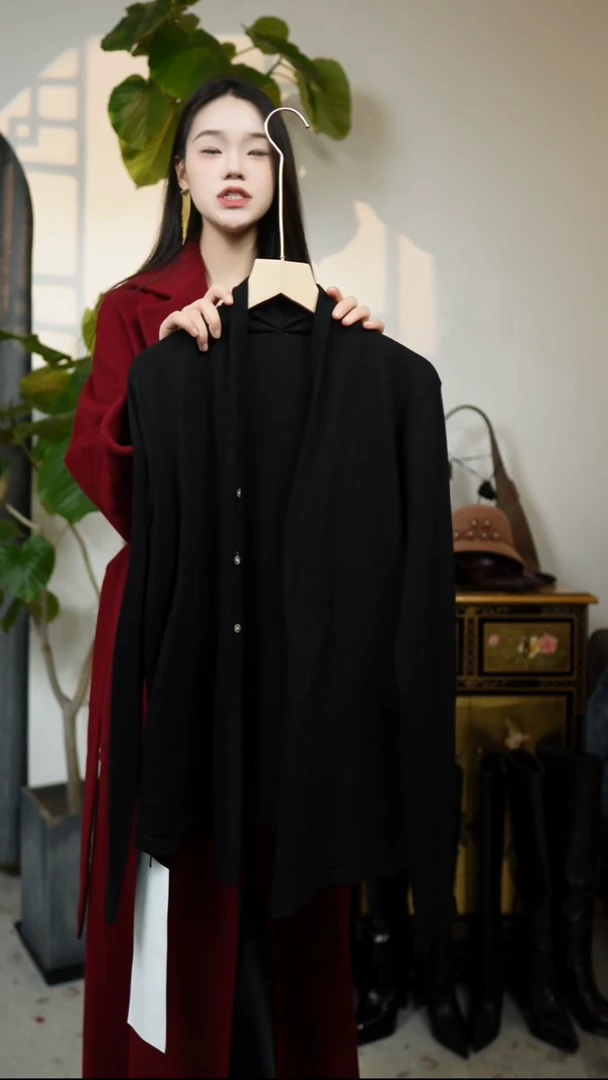 黑色羊毛开衫小上衣 m码