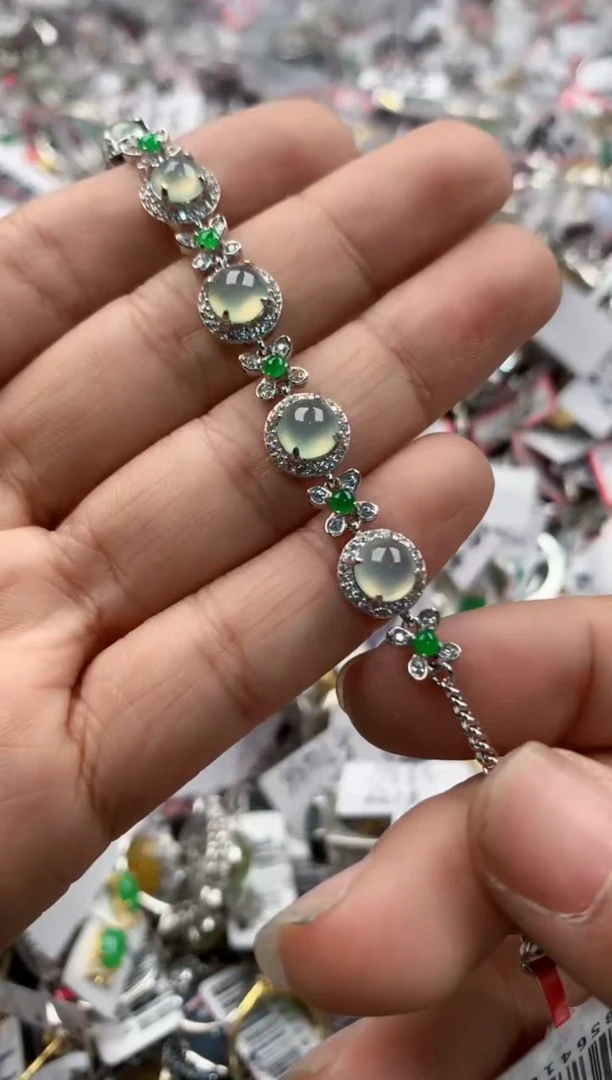 银S925镶嵌戒指翡翠10                    8