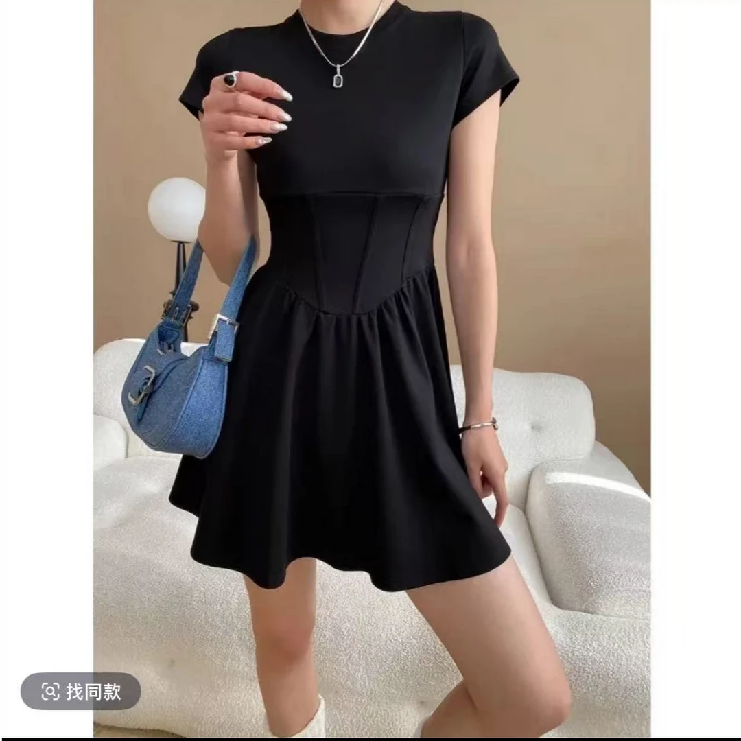小九九  大码鱼骨拼接连衣裙87866