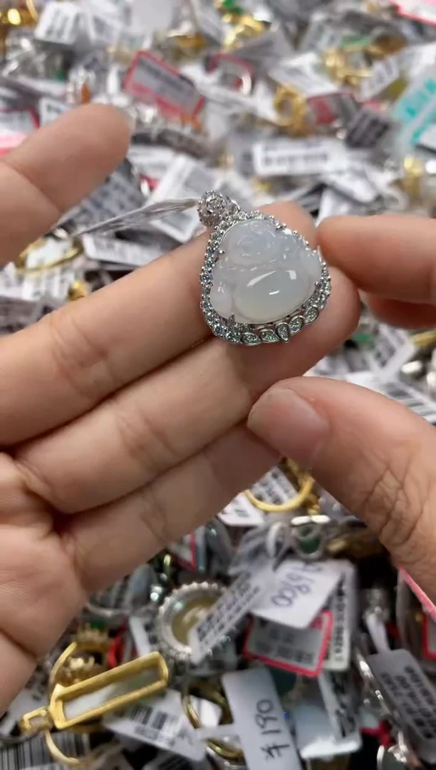 银S925镶嵌戒指翡翠777   1