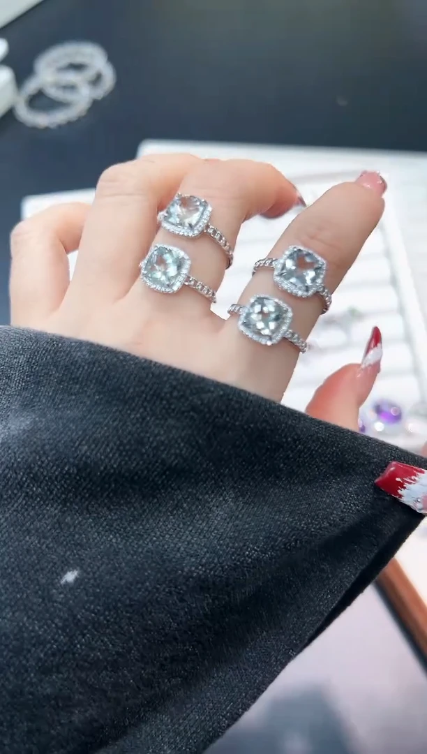 【闪购商品】水晶戒指银S925镶嵌80d多样性发其一/1个