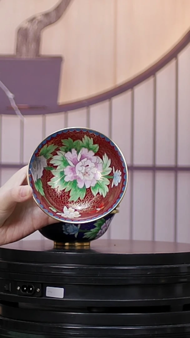 【闪购商品】非遗技艺 景泰蓝花卉碗红色