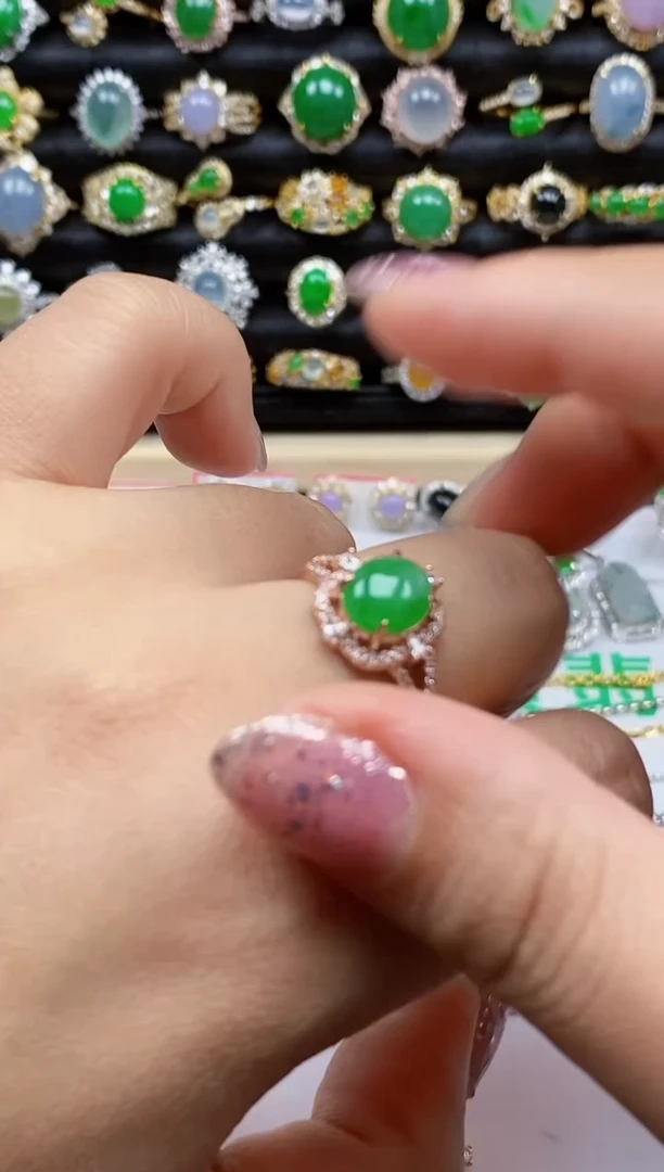 银S925镶嵌戒指翡翠5589