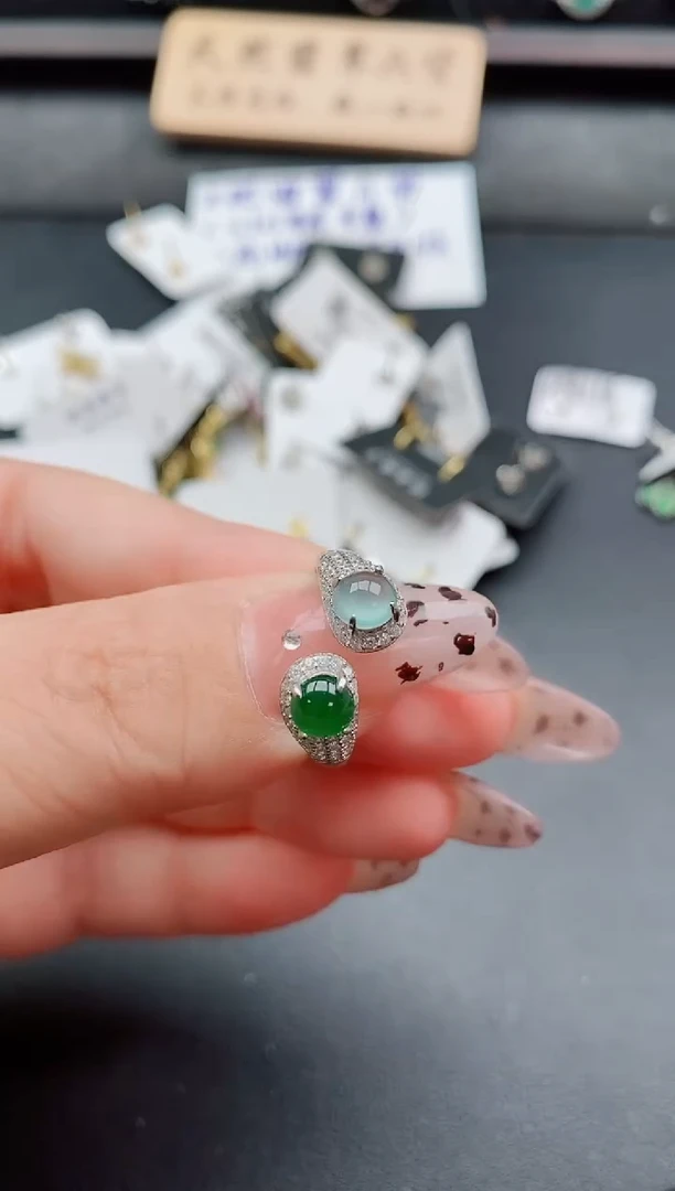 银S925镶嵌戒指翡翠11