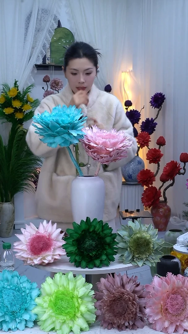 永生洋蓟蒂芙尼蓝+樱花粉【叶片有伤】8713