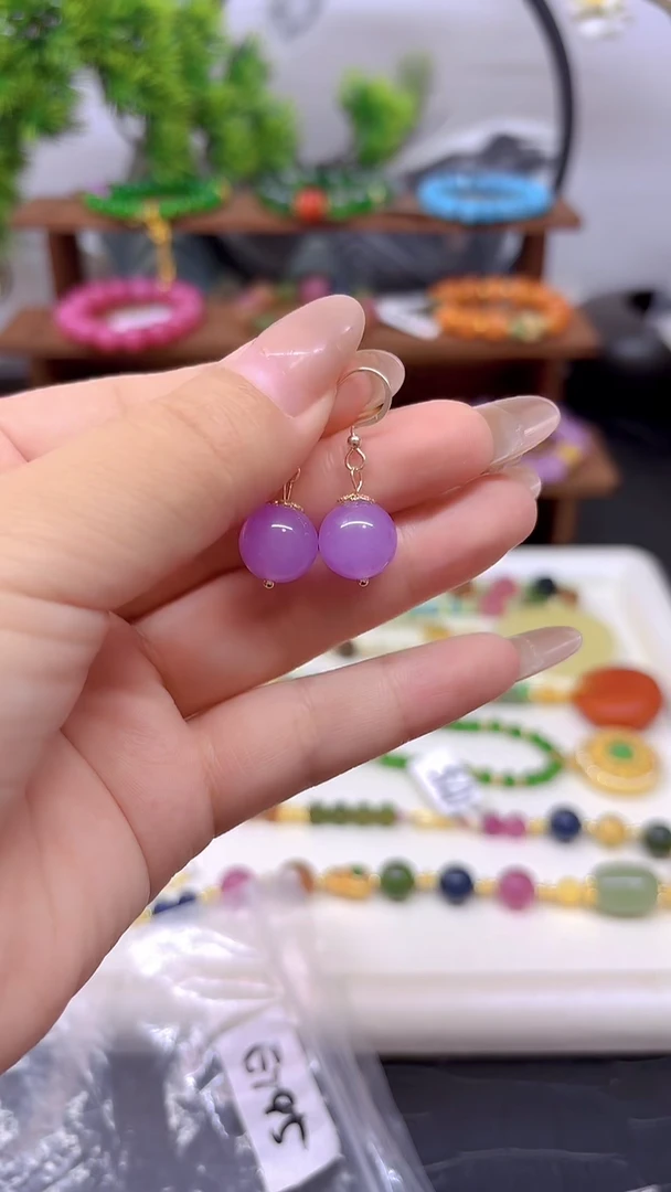 翡翠14K金镶嵌耳饰E795