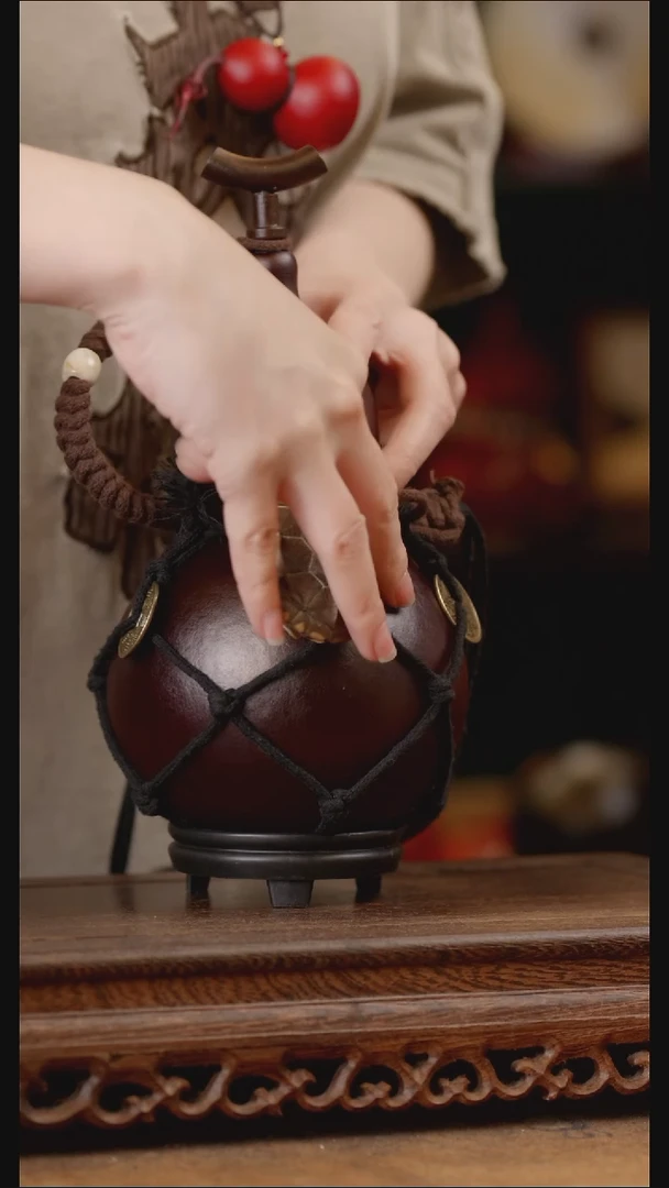 387号精品天然大漆工艺防渗内胆酒葫芦~