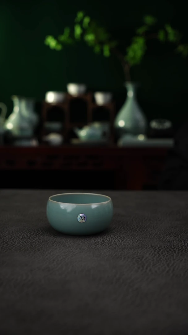 瓷片33号天蓝釉禅定杯精品无纹