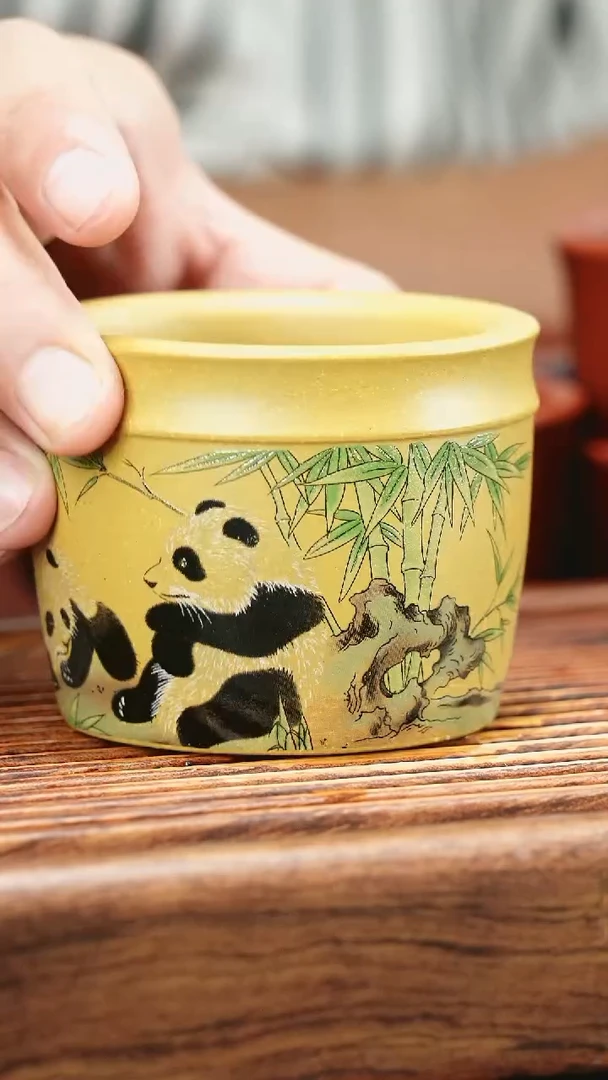 茶杯紫砂黄金段熊猫杯