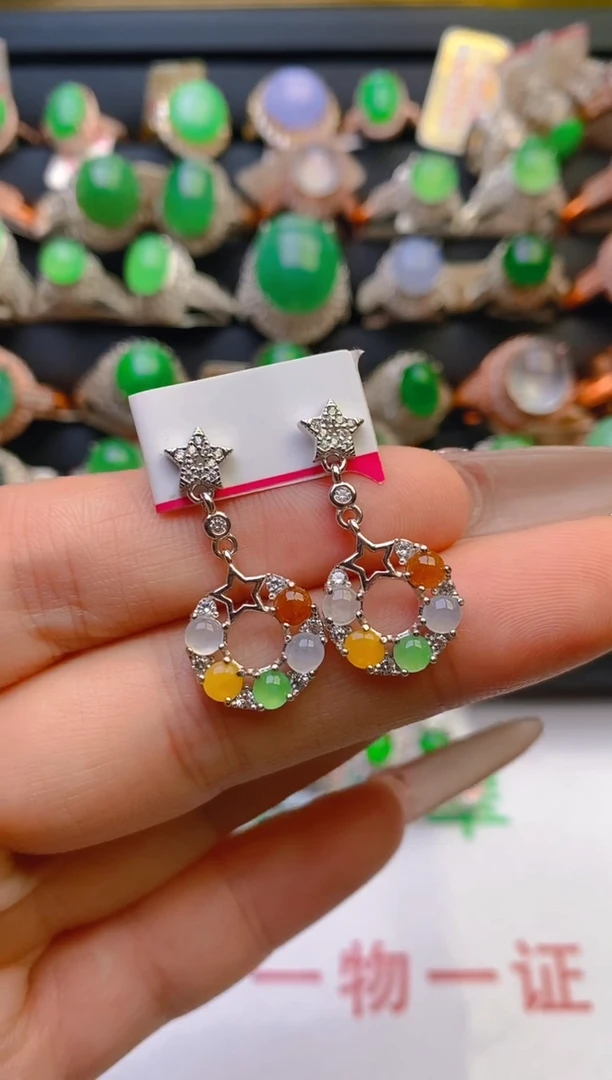 翡翠戒指银S925镶嵌天然