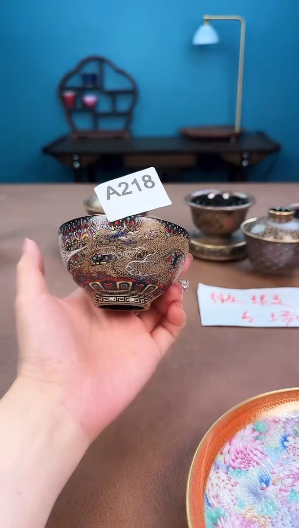 P****龑a218珐琅彩微瑕龙杯杯杯杯！！