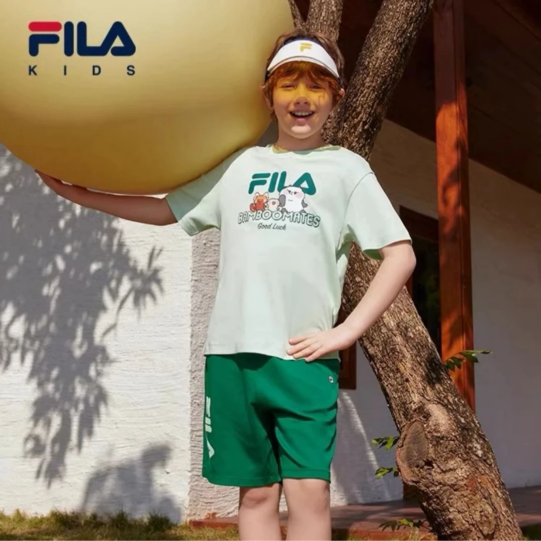 【斐乐儿童】2025夏季新款中大童潮流时尚针织短袖衫T恤K51B524104