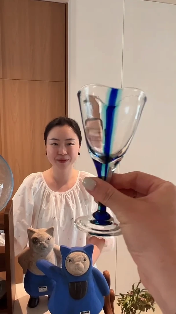 嘉*子茶道摆件0000高脚杯一对7003