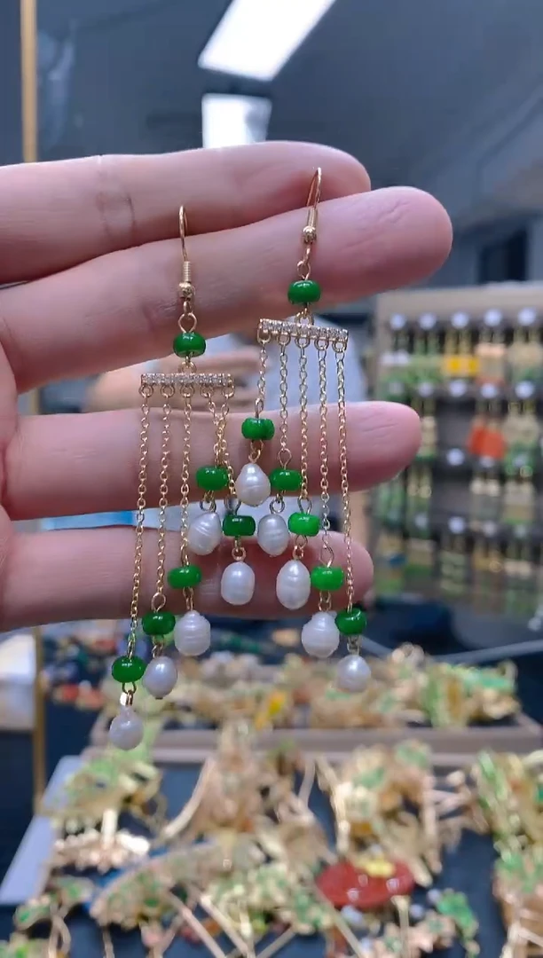 【闪购商品】翡翠耳饰合金0170翡翠耳钩