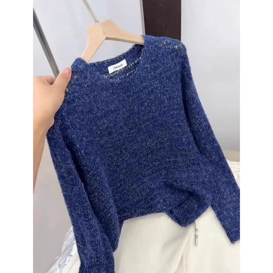 珍贝花纱」三股纱工艺！镂空显瘦百搭时尚设计感针织衫女毛衣 25新